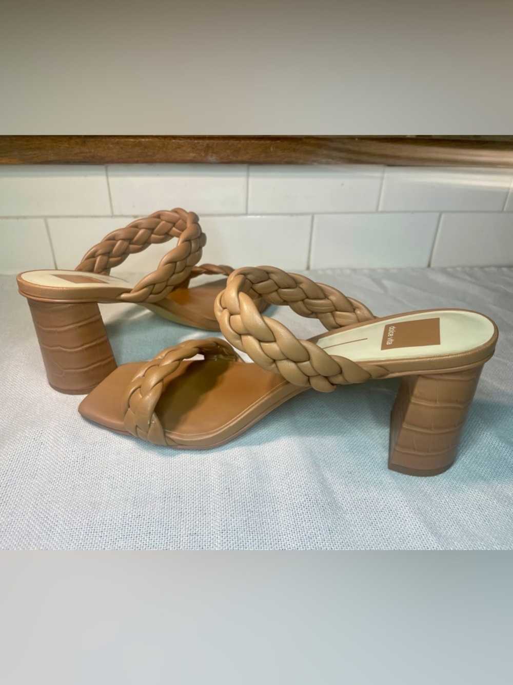 Dolce Vita Cognac Braided Block‎ Heel Sandals - Picture 5 of 6
